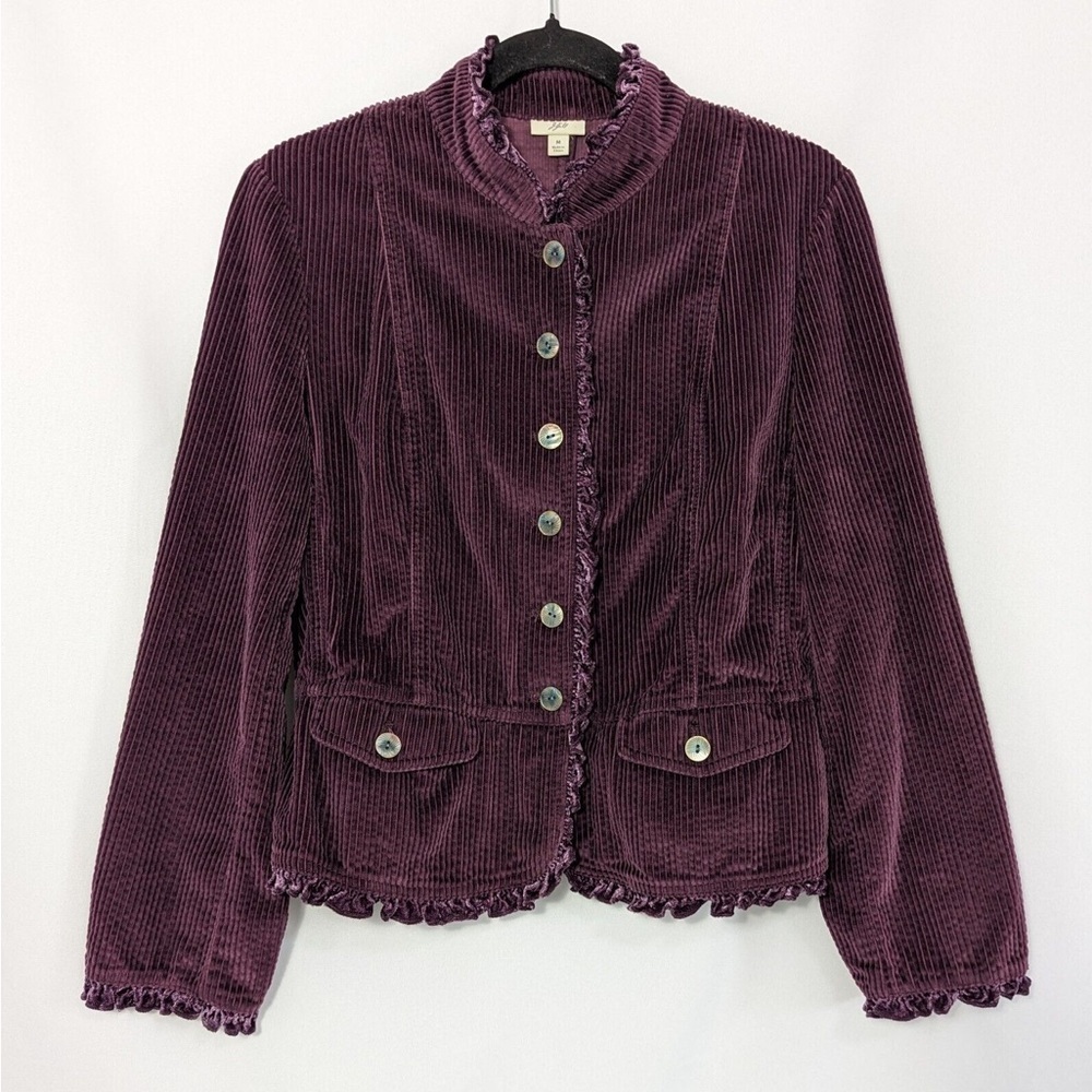 Witchy/ Gilmore girls vibes J.Jill  boho purple ruffle blazer - Picture 2 of 9